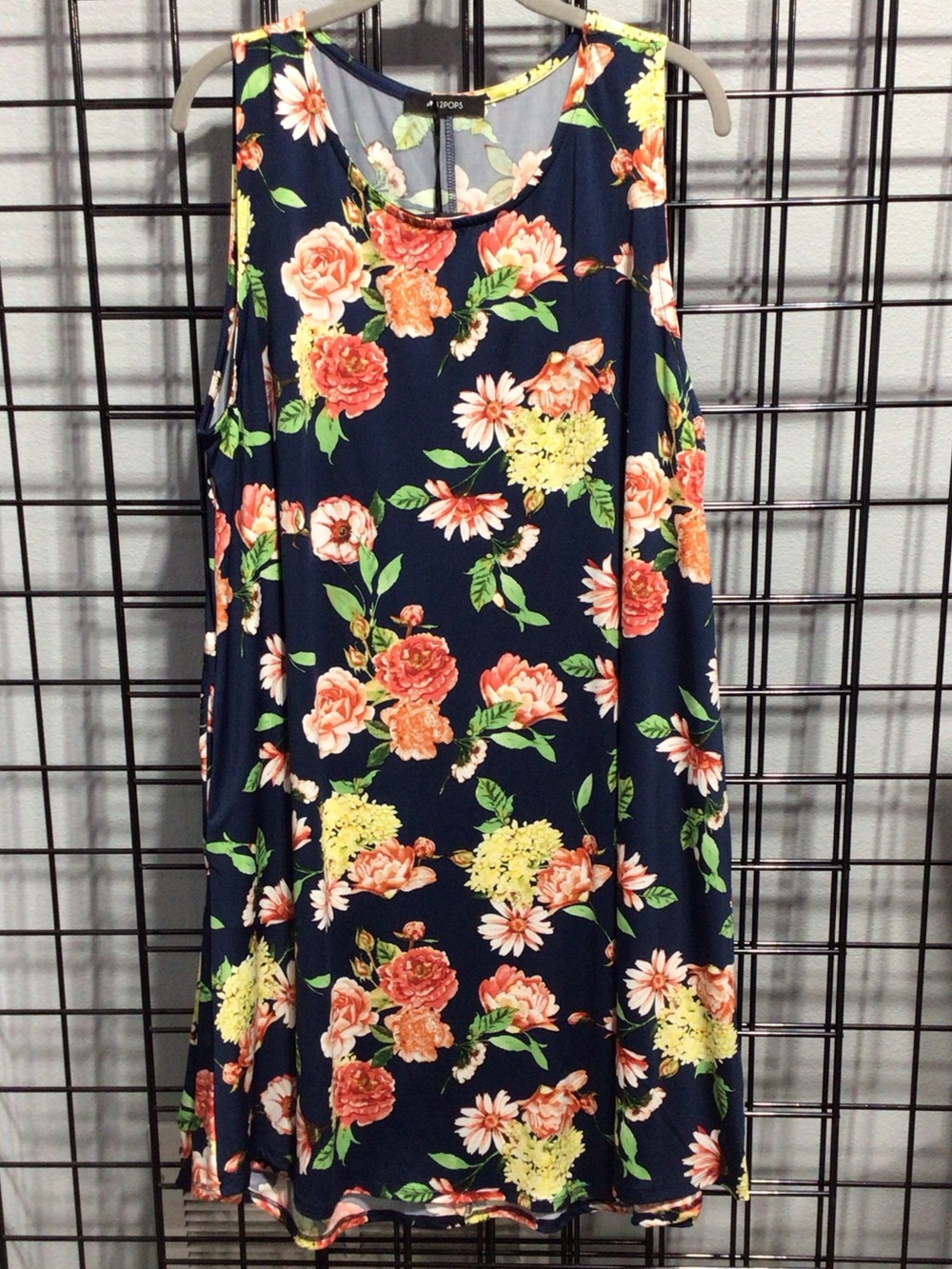 Flowy Navy Floral Midi Dress - 2POPS